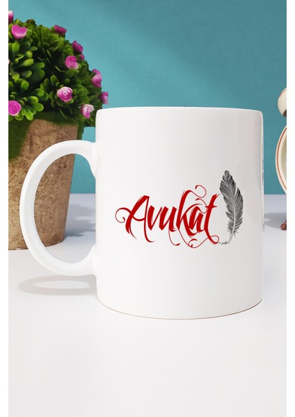 Avukata Hediye Avukat Kupa Bardak Beyaz ve Kalemlik