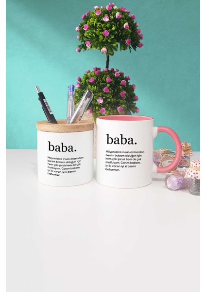 Babaya Hediye Baba Pembe Kupa Bardak Kalemlik