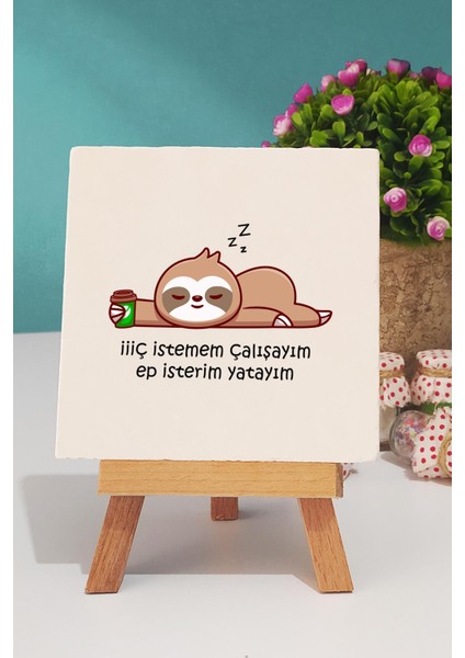 Hiç Istemem Çalışayım Turuncu Kupa Bardak Dekoratif Taş