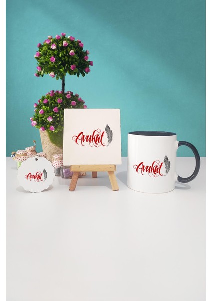 Avukata Hediye Avukat Siyah Kupa Bardak Dekoratif Taş Anahtarlık