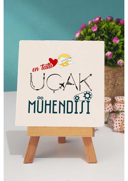 En Tatlı Uçak Mühendisi Kırmızı Kupa Bardak Dekoratif Taş