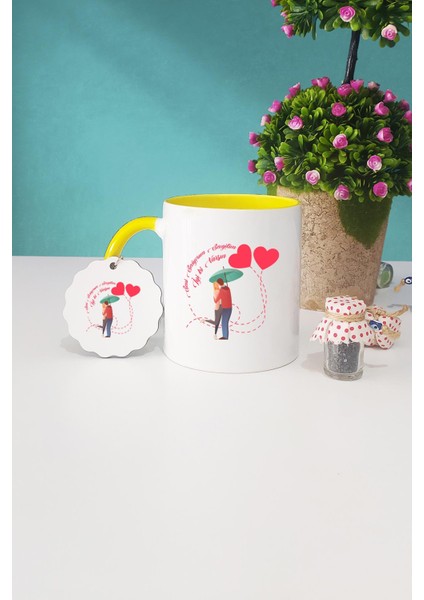 Seni Seviyorum Sevgilim Sarı Kupa Bardak Anahtarlık