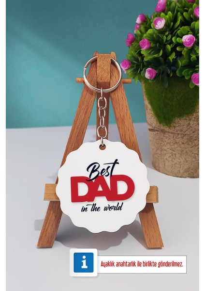 Best Dad In The World Babaya Hediye Kırmızı Kupa Bardak Kalemlik Anahtarlık