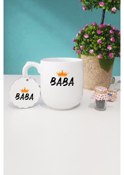 Babalar Günü Hediyesi Baba Oval Kupa Bardak Anahtarlık