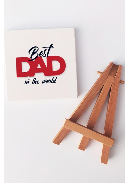 Best Dad In The World Babaya Hediye Lacivert Kupa Bardak Dekoratif Taş