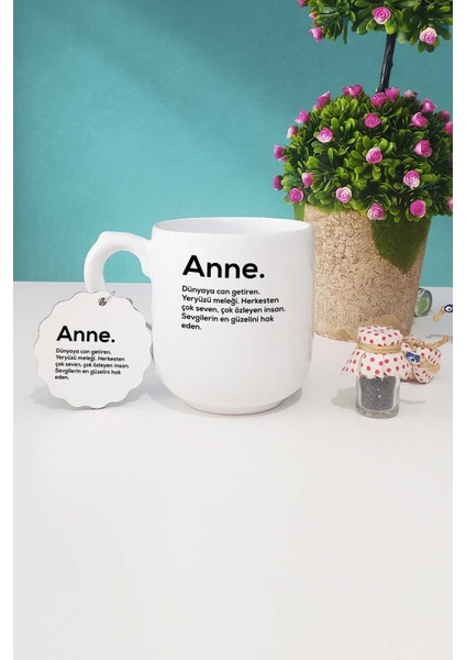 Anneler Günü Hediyesi Anne Oval Kupa Bardak Anahtarlık