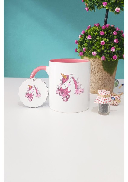 Unicorn Pembe Kupa Bardak Anahtarlık