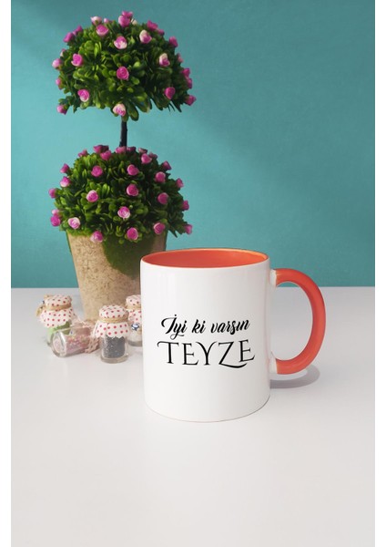 Iyi Ki Varsın Teyze Teyzeye Hediye Turuncu Kupa Bardak Dekoratif Taş modelleri