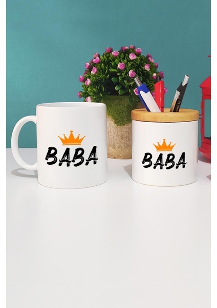 Babalar Günü Hediyesi Baba Kupa Bardak Beyaz ve Kalemlik