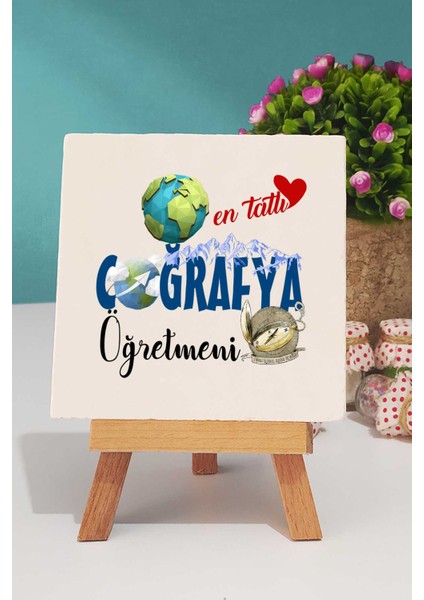 En Tatlı Coğrafya Öğretmeni Dekoratif Taş Baskı