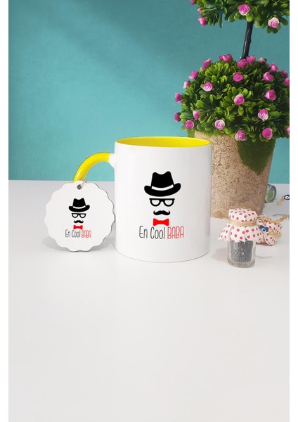 En Cool Baba Babaya Hediye Sarı Kupa Bardak Anahtarlık