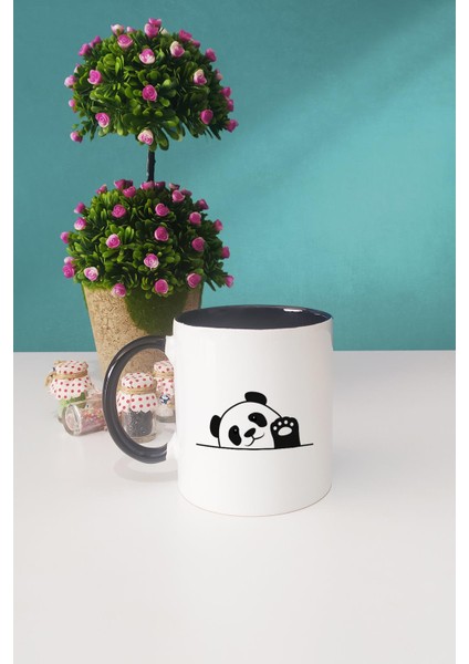 Merhaba Panda Siyah Kupa Bardak Anahtarlık