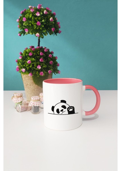 Merhaba Panda Pembe Kupa Bardak Anahtarlık