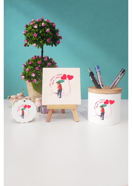 Seni Seviyorum Sevgilim Dekoratif Taş Anahtarlık Kalemlik