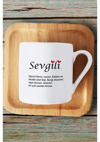 Sevgililer Günü Hediyesi Türk Kahvesi Fincanı Ahşap Altlıklı ve Anahtarlık