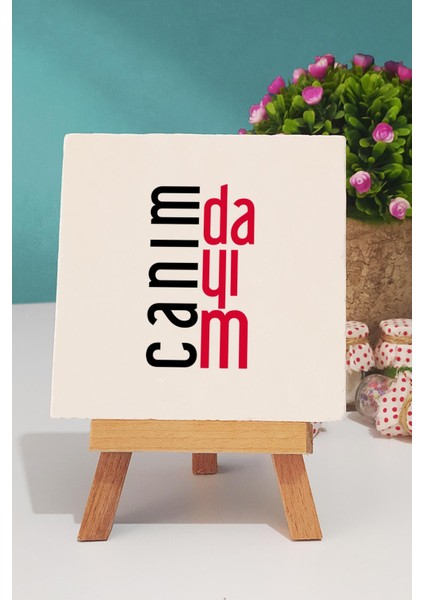 Dayıya Hediye Canım Dayım Sarı Kupa Bardak Dekoratif Taş