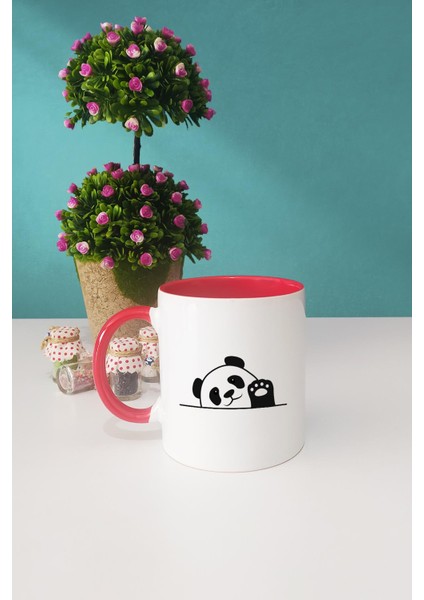 Merhaba Panda Kırmızı Kupa Bardak Kalemlik Anahtarlık