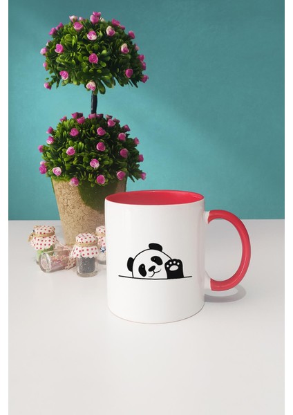 Merhaba Panda Kırmızı Kupa Bardak Kalemlik Anahtarlık