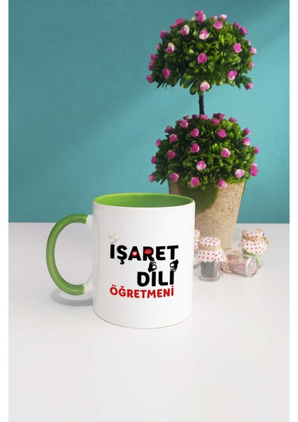 Işaret Dili Öğretmeni Hediye Yeşil Kupa Bardak Kalemlik fiyatları