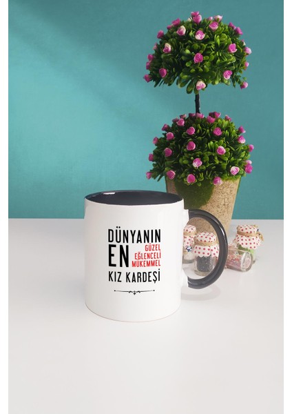 Kız Kardeşe Hediye Siyah Kupa Bardak Anahtarlık modelleri