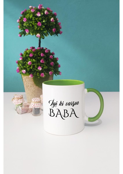 Iyi Ki Varsın Baba Babaya Hediye Yeşil Kupa Bardak Anahtarlık modelleri