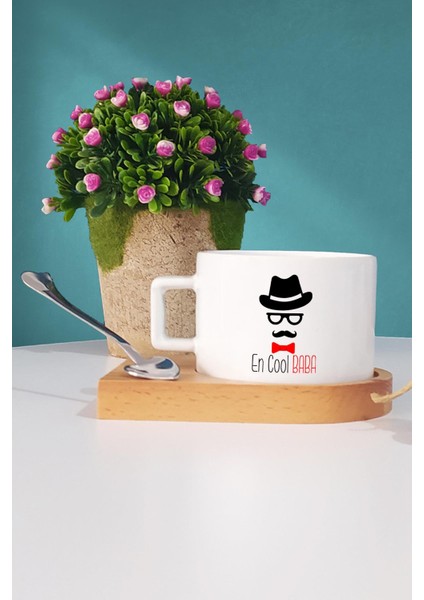 En Cool Baba Babaya Hediye Ahşap Altlıklı Fincan ve Anahtarlık fiyatları