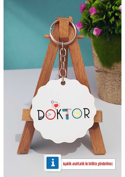 Doktor Hediye Türk Kahvesi Fincanı Ahşap Altlıklı ve Anahtarlık