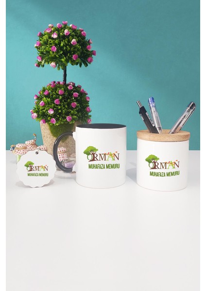 Orman Muhafaza Memuru Siyah Kupa Bardak Kalemlik Anahtarlık