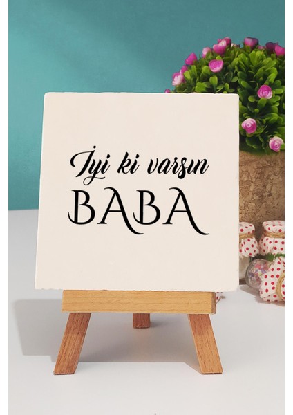 Iyi Ki Varsın Baba Babaya Hediye Sarı Kupa Bardak Dekoratif Taş