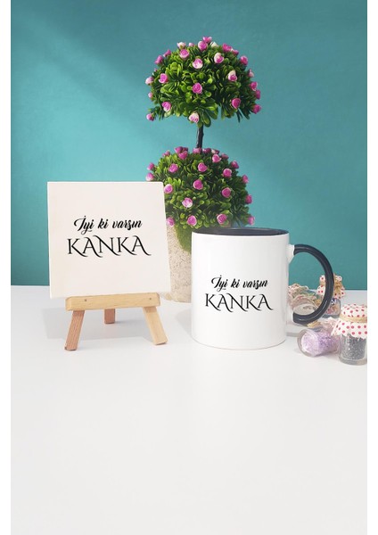 Iyi Ki Varsın Kanka Kankaya Hediye Siyah Kupa Bardak Dekoratif Taş
