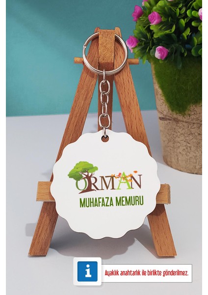 Orman Muhafaza Memuru Türk Kahvesi Fincanı Ahşap Altlıklı ve Anahtarlık