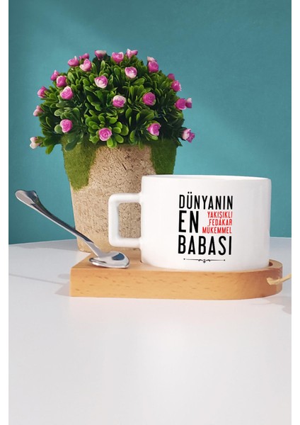 Babalar Günü Hediyesi Ahşap Altlıklı Fincan ve Kalemlik fiyatları
