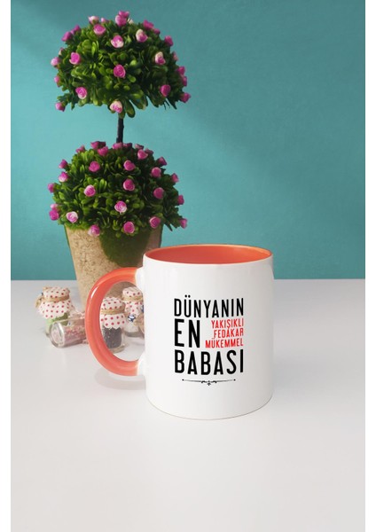 Babalar Günü Hediyesi Turuncu Kupa Bardak Anahtarlık