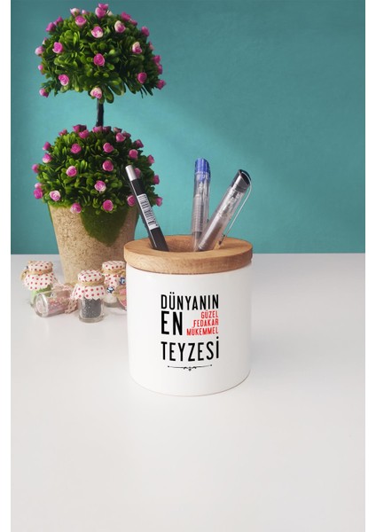 Teyzeye Hediye Turuncu Kupa Bardak Kalemlik fırsatları