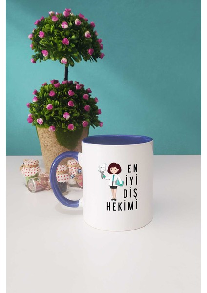 En Iyi Diş Hekimi Hediye Lacivert Kupa Bardak Dekoratif Taş fiyatları