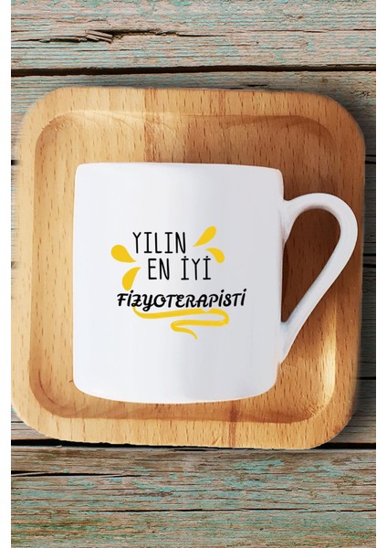 Yılın En Iyi Fizyoterapisti Fizyoterapiste Hediye Türk Kahvesi Fincanı Ahşap Altlıklı ve Anahtarlık fiyatları