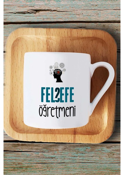 Felsefe Öğretmeni Türk Kahvesi Fincanı Ahşap Altlıklı ve Kalemlik fırsatları