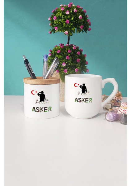 Asker Oval Kupa Bardak Kalemlik