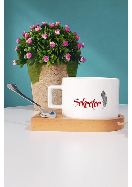 Sekretere Hediye Sekreter Ahşap Altlıklı Fincan ve Kalemlik fiyatları