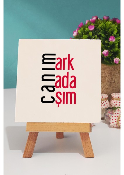 Arkadaşa Hediye Canım Arkadaşım Siyah Kupa Bardak Dekoratif Taş