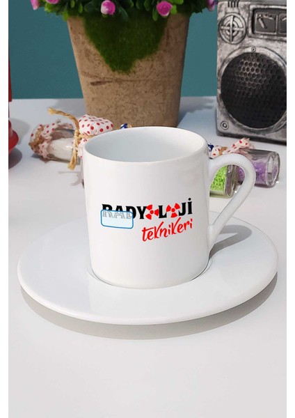 Radyoloji Teknikeri Hediye Türk Kahvesi Fincanı Beyaz ve Anahtarlık