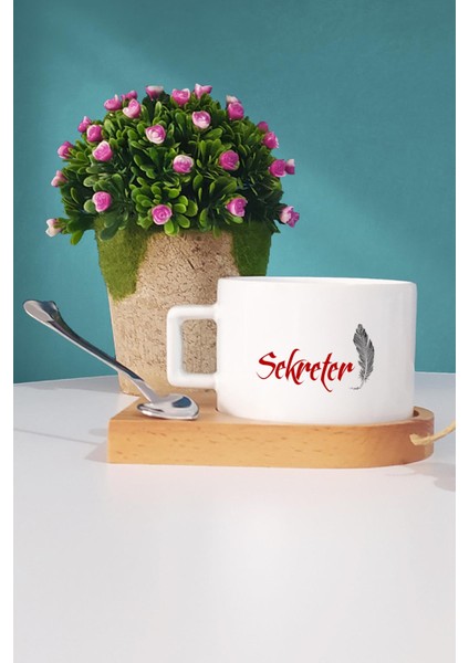 Sekretere Hediye Sekreter Ahşap Altlıklı Fincan ve Anahtarlık fiyatları