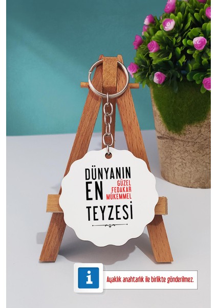 Teyzeye Hediye Mavi Kupa Bardak Anahtarlık