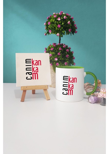 Kankaya Hediye Canım Kankam Yeşil Kupa Bardak Dekoratif Taş