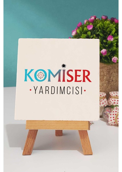 Komiser Yardımcısı Hediye Pembe Kupa Bardak Dekoratif Taş