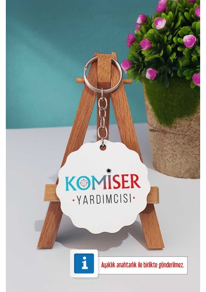 Komiser Yardımcısı Hediye Turuncu Kupa Bardak Dekoratif Taş Anahtarlık