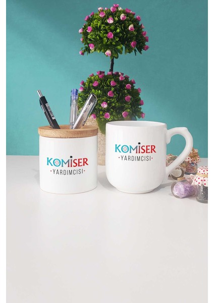 Komiser Yardımcısı Hediye Oval Kupa Bardak Kalemlik