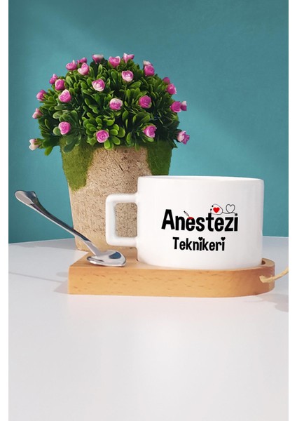 Anestezi Teknikeri Hediye Ahşap Altlıklı Fincan ve Anahtarlık fiyatları