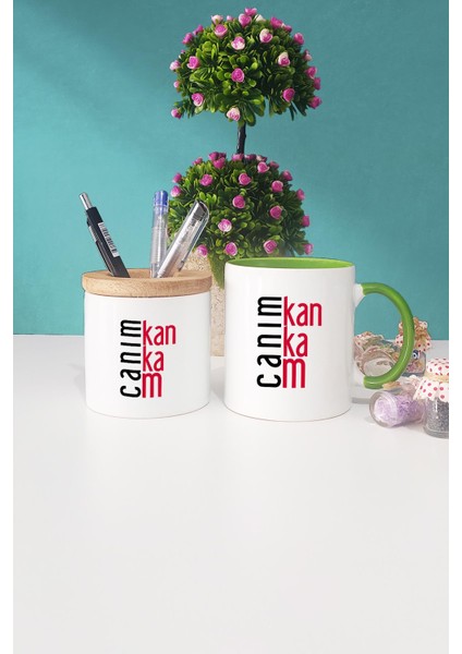 Kankaya Hediye Canım Kankam Yeşil Kupa Bardak Kalemlik