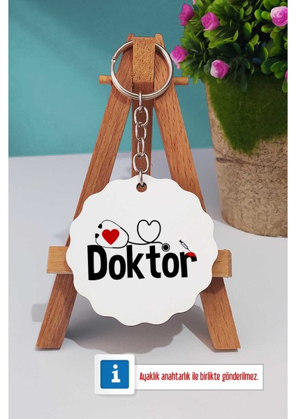 Doktora Hediye Türk Kahvesi Fincanı Beyaz ve Anahtarlık